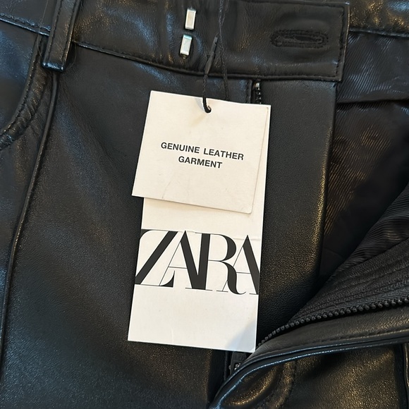 NWT $229 ZARA 100% Genuine Sheep Leather Black Flare Pants Limited Edition Sz XS - Picture 13 of 13